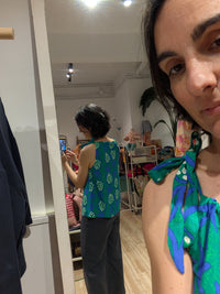 Top Piña Verde y Azul