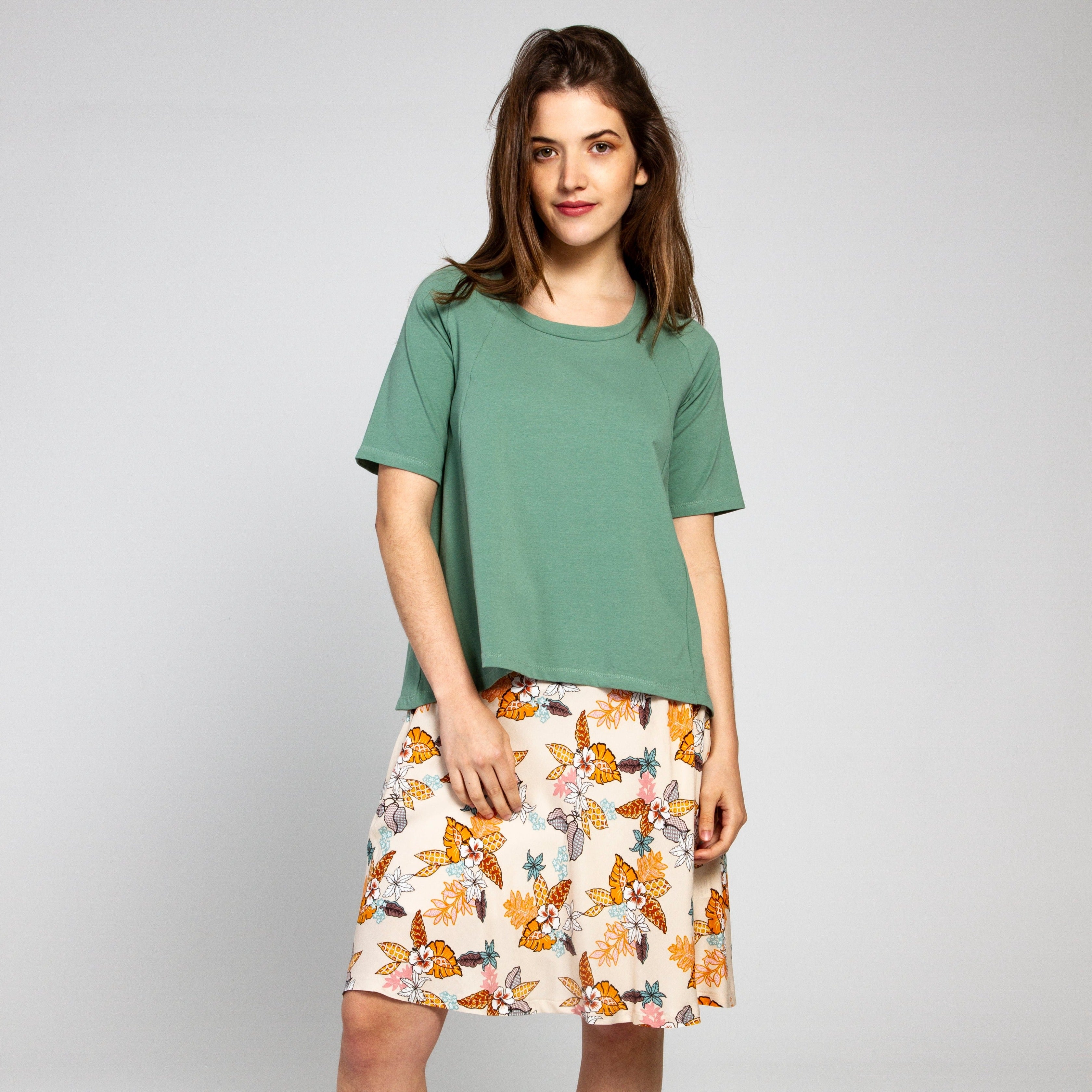 LAURA SKIRT WITH TROPICAL STYLE PRINT