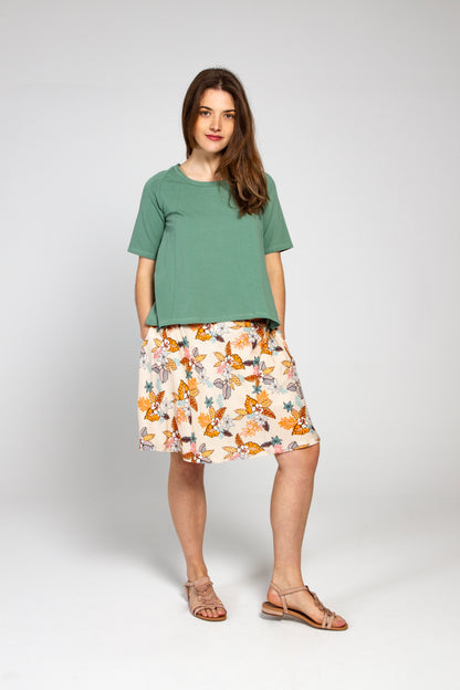 LAURA SKIRT WITH TROPICAL STYLE PRINT