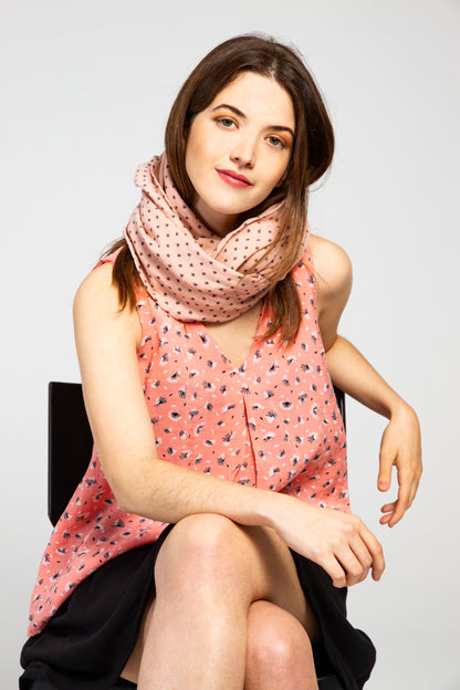 FOULARD WITH SALMON COLOR STARS
