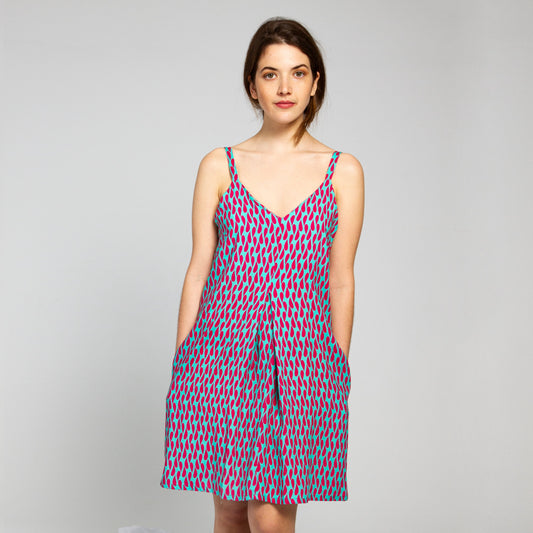 SINGAPORE DRESS WITH WATER DROPS PRINT